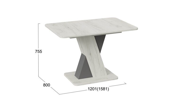 Стол обеденный раздвижной «Люксембург» Тип 3 (Дуб крафт белый/Серый)