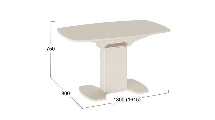 Стол обеденный «Портофино» СМ(ТД)-105.02.11(1) (Бежевое/Стекло бежевое матовое LUX 1300 мм)