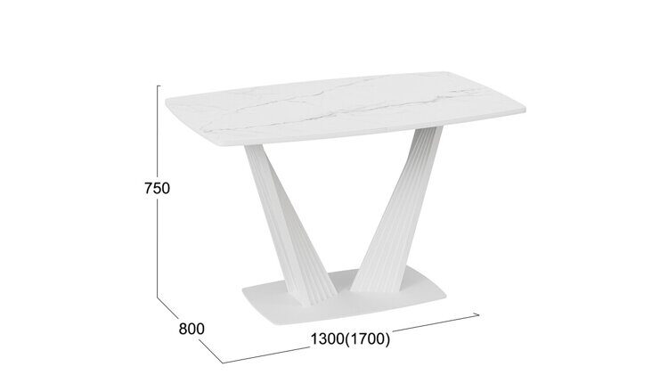 Стол раздвижной «Фабио» Тип 1 (Белый матовый/Стекло матовое белый мрамор)