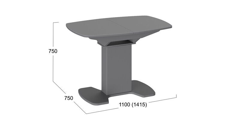 Стол обеденный «Портофино» СМ(ТД)-105.01.11(1) (Серое/Стекло серое матовое LUX 1100 мм)