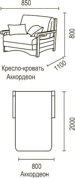 Кресло кровать аккордеон массив 800