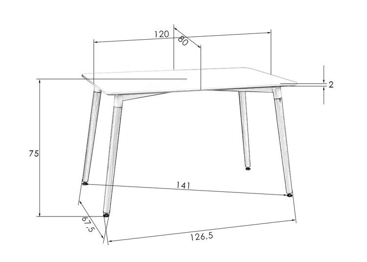 Стол обеденный SERRA WIDE LMZL-TD-04 ножки светлый бук, столешница светло-серая