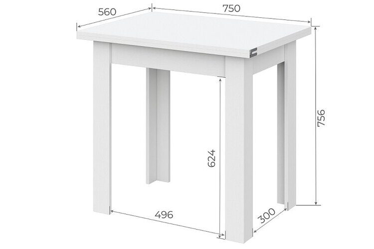 Стол обеденный раскладной "СО 3" (Белый)