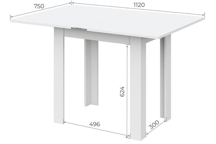 Стол обеденный раскладной "СО 3" (Белый)